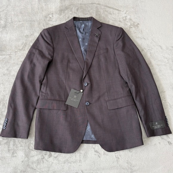 John Varvatos Bleecker Sport Jacket Mens 38 S Black Wool Skulls Blazer $498 NWT